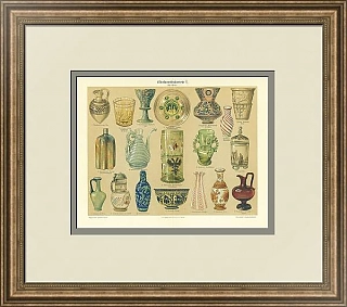 Антикварная хромолитография "Производство стекла"