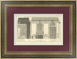 Антикварная гравюра "Декор парадной комнаты с камином"