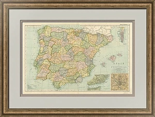 Антикварная карта Испании и Португалии
