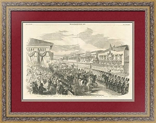 "Торжественный въезд российского императора в Москву" - антикварная гравюра