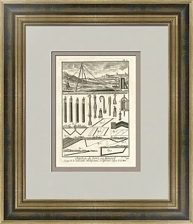 "Разработка угля и минералов" - оригинальный антикварный офорт