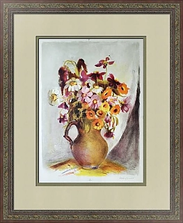 Оригинальная литография "Цветы в кувшине"