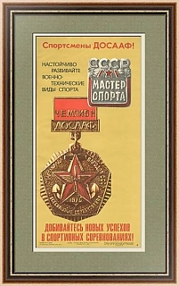 Подлинный советский плакат "Спортсмены ДОСААФ!"