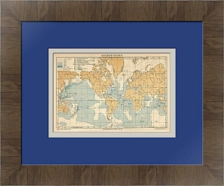 Антикварная карта морских глубин мира - вип подарок