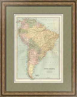 Южная Америка - антикварная карта