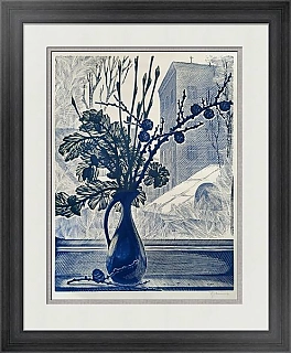 Оригинальная линогравюра "Зимний натюрморт"