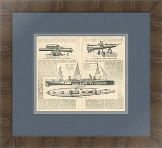 "Миноносец" - оригинальная антикварная гравюра