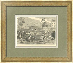 "Бег с барьерами" - антикварная гравюра