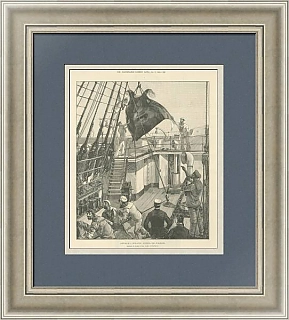 "Поимка рыбы-дьявола" - антикварная гравюра