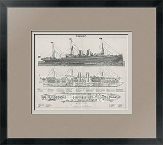 "Судостроение. Пассажирский пароход Havel" - антикварная гравюра