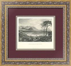 "Город Майнхед и замок Данстер" - антикварная гравюра