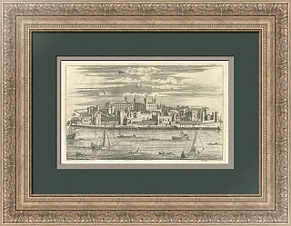 "Тауэр в Лондоне" - редкая антикварная гравюра