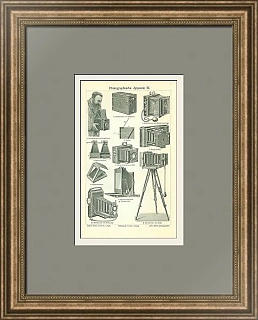 Антикварная гравюра "Фотографические аппараты"