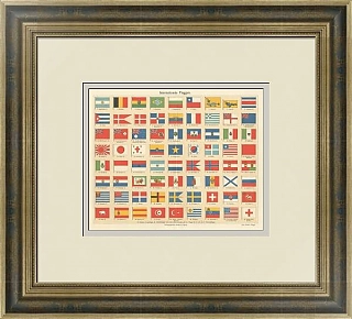 "Международные флаги" - оригинальная хромолитография