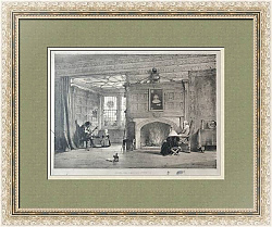 Антикварная литография "Гостиная. Haddon Hall, графство Дербишир"