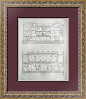 Редкая гравюра "Палаццо Фарнезе. Лонжерон"