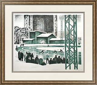 Редкая автолитография "Конькобежцы" - оригинальный подарок