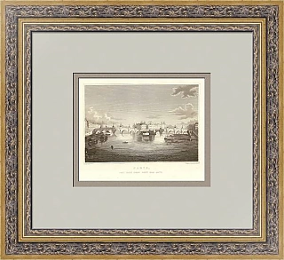 Антикварная гравюра "Париж. Мост Пон-Нёф (Новый мост)"