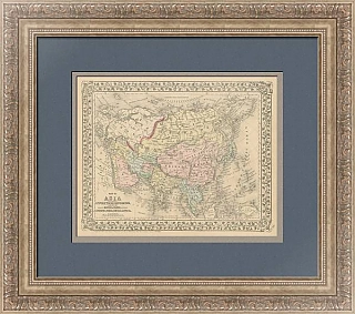 Карта Азии и азиатской части России - редкий антикварный экземпляр