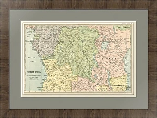 "Центральная Африка" - антикварная карта