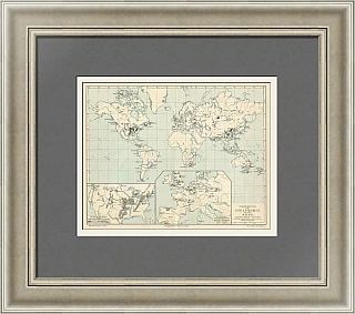 "Мировые месторождения каменного угля" - редкая антикварная карта