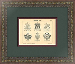 "Типы русских гербов" - редкая антикварная гравюра