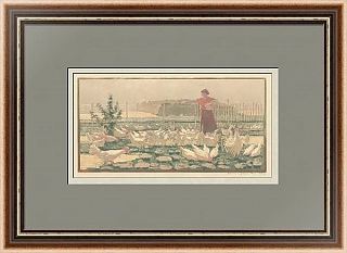 "Птичница" - подлинная советская линогравюра