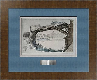 Оригинальный офорт "Железнодорожный мост"