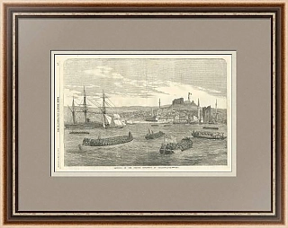 "Высадка французской пехоты в Галлиполи" - старинная гравюра - London News - 1854