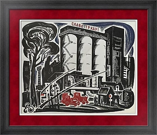 Оригинальная линогравюра "Слава труду!"