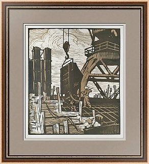 "Иркутская ГЭС" - оригинальная линогравюра СССР