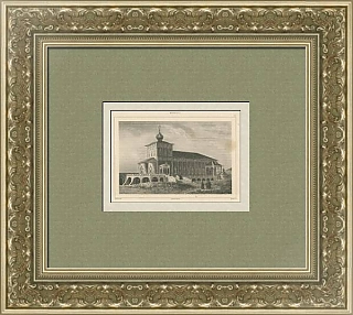 Редкая гравюра "Трапезный храм Троице-Сергиевой лавры"