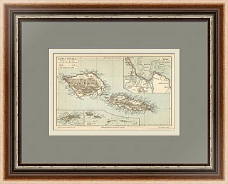 Карта островного государства Самоа - антикварный экземпляр