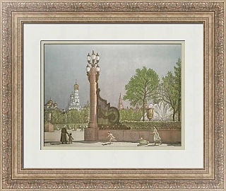 Оригинальный эстамп "Сквер на Болотной площади"