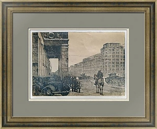 "Москва в дни войны" - оригинальная линогравюра. Эксклюзивный подарок