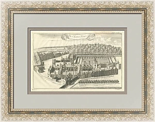 "Госпиталь Чартерхаус в Лондоне" - антикварная гравюра