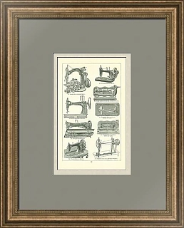 Антикварная гравюра "Швейные машины"
