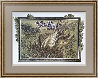 Оригинальная линогравюра "В карьер"