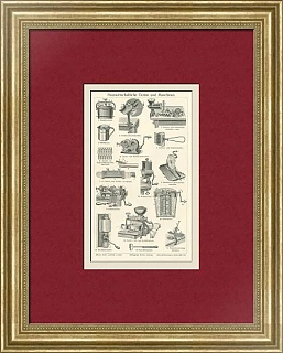 Старинная гравюра "Бытовая техника"