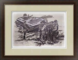 Авторская линогравюра "Перед разведкой"