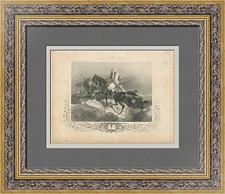 Редкая антикварная гравюра "Арабы отступают" - вип подарок