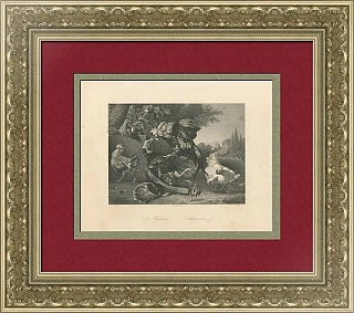 "Петушиные бои" - антикварная гравюра