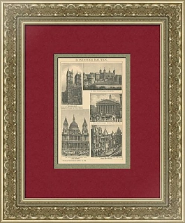 "Архитектура Лондона" - редкая антикварная гравюра