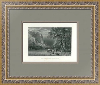 Антикварная гравюра "Привал в долине. Южная Америка"