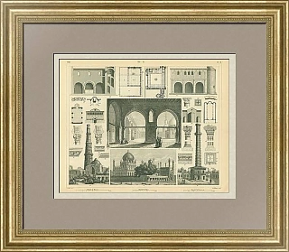 Антикварная гравюра "Мечети Каира"