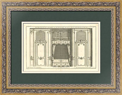 Редкая гравюра "Декор спальни с кроватью в нише" - антикварный подарок