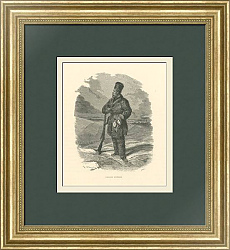 Антикварная гравюра "Сибирский казак"