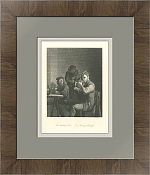 "Курительный клуб" - антикварная гравюра