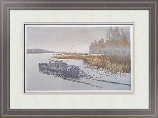 Оригинальная линогравюра "На задании"