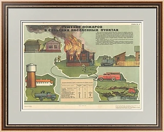 "Тушение пожаров в сельских населенных пунктах" - винтажный плакат СССР